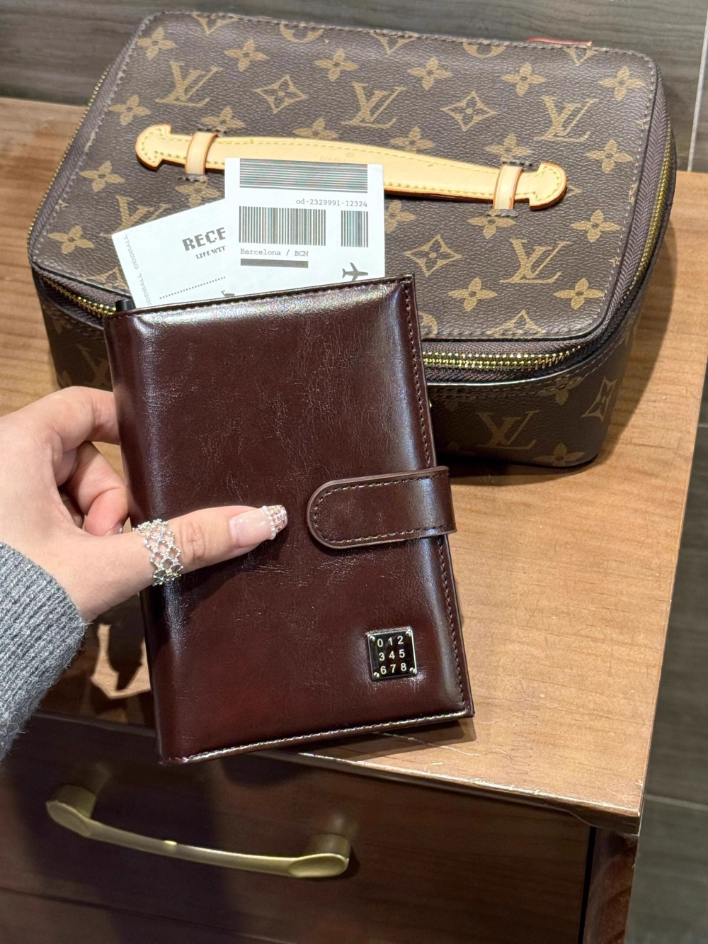Koreli deri pasaport cüzdan, çok fonksiyonlu seyahat çantası