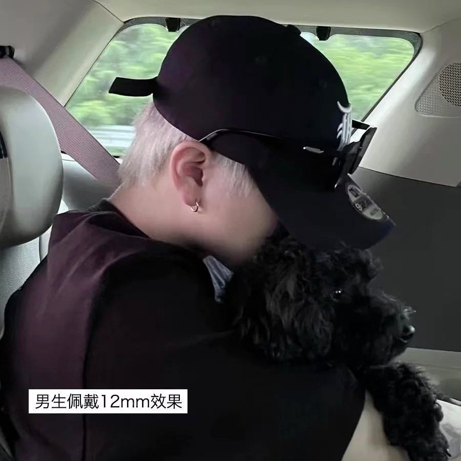 S999纯银耳环耳圈耳骨钉养耳洞耳骨环高级感素圈耳扣耳钉女耳饰男