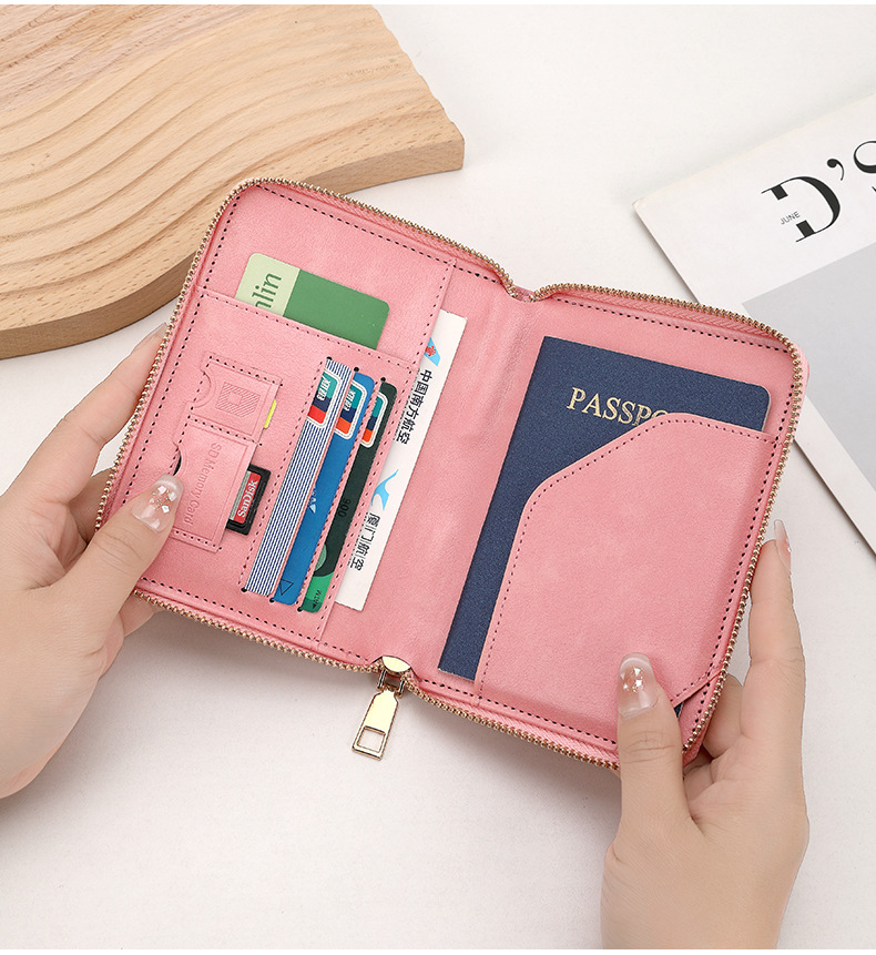 RFID passport holder, plain weave, multi-pocket