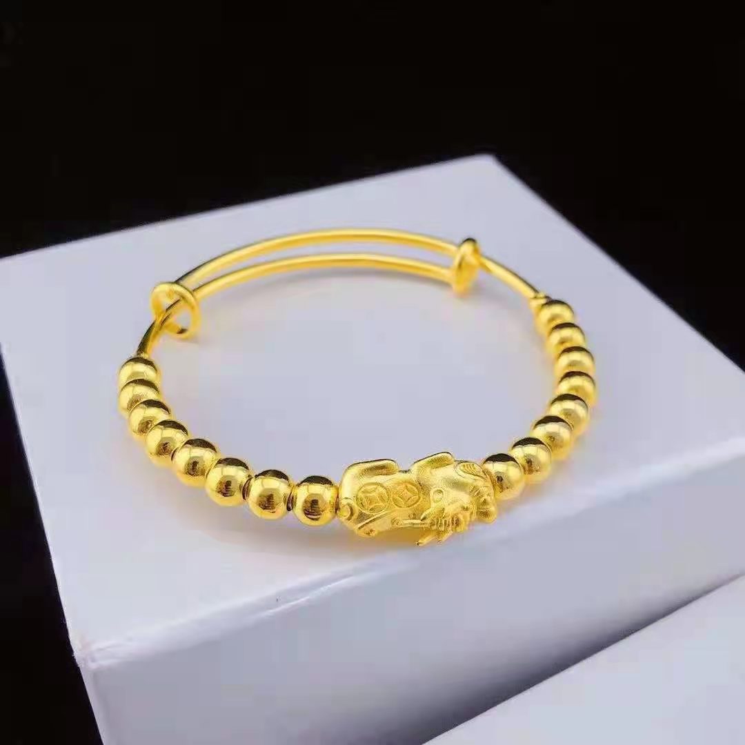 Pixiu bileklik altın kaplama pirinç ayarlanabilir düz tasarım