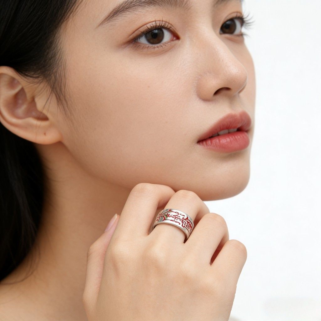 S999 pure silver open ring, vintage design