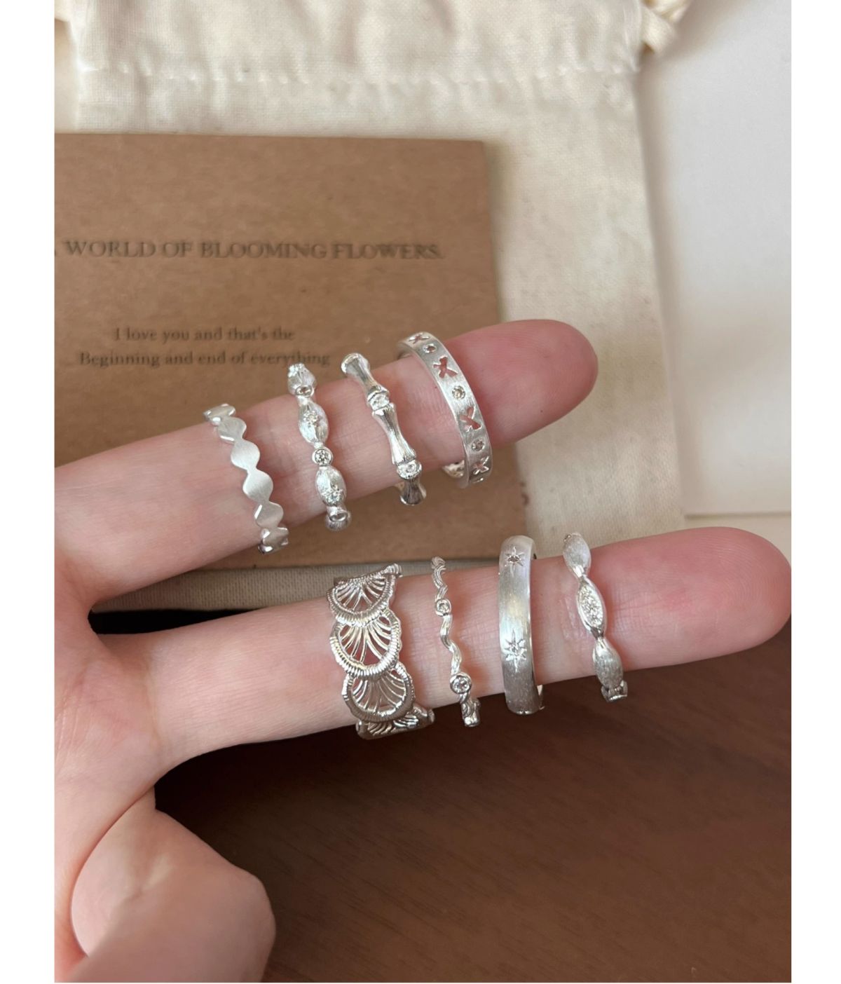 S925 Sterling Silver Lace Pattern Open Ring Women