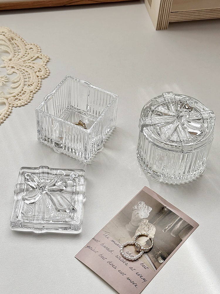 Schmuckschatulle aus Glas, Herzform mit Schleife, europäischer Stil