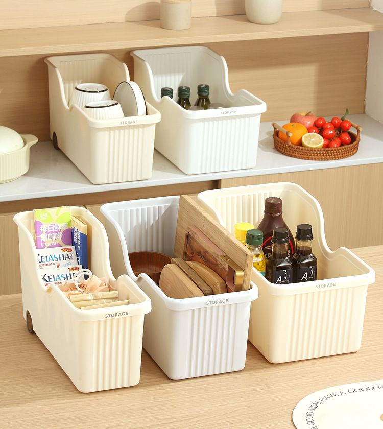 Kunststoff-Küchenlagerbox mit Rädern, japanischer Stil