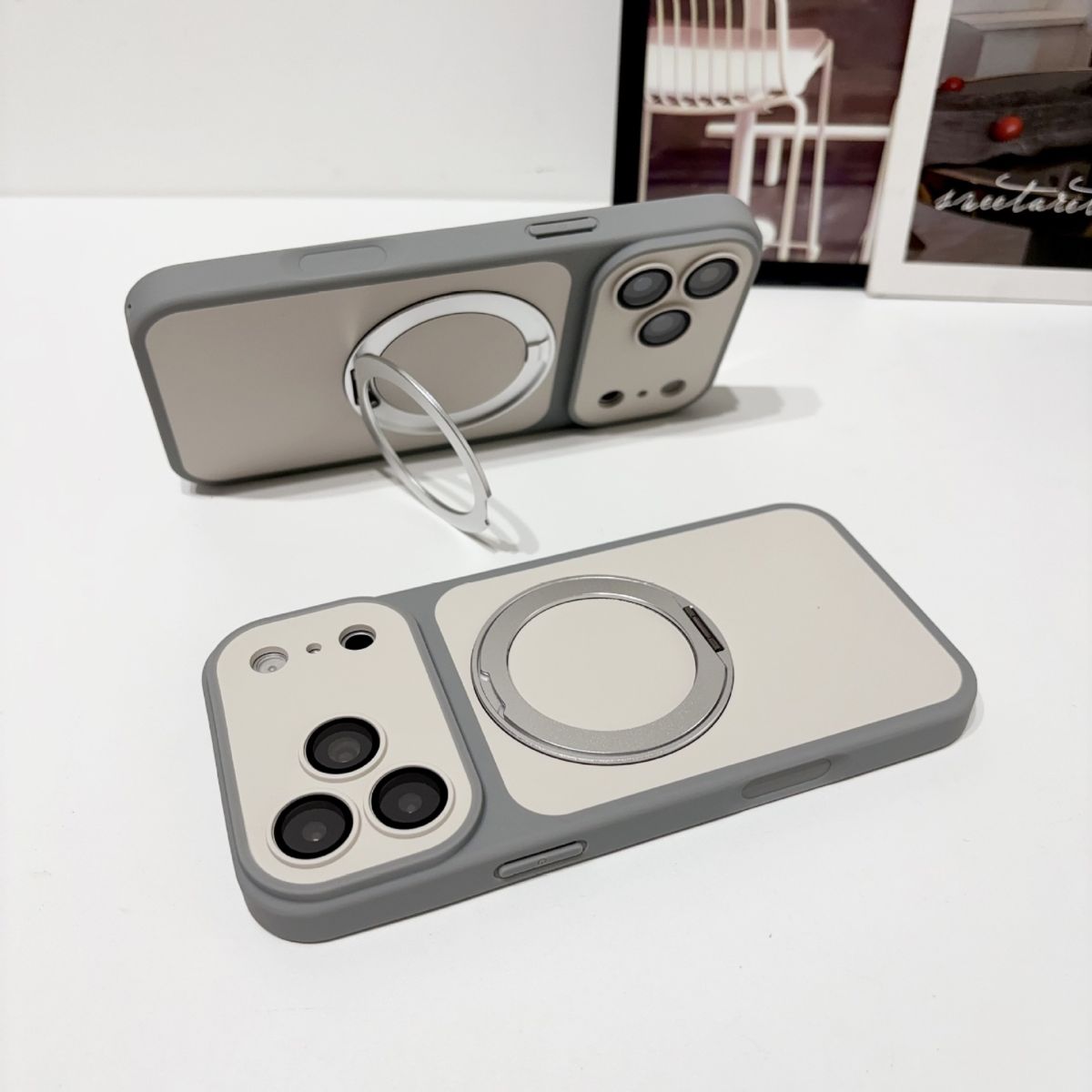 iPhone 18 Pro Max case, magnetic stand, soft touch, dual color