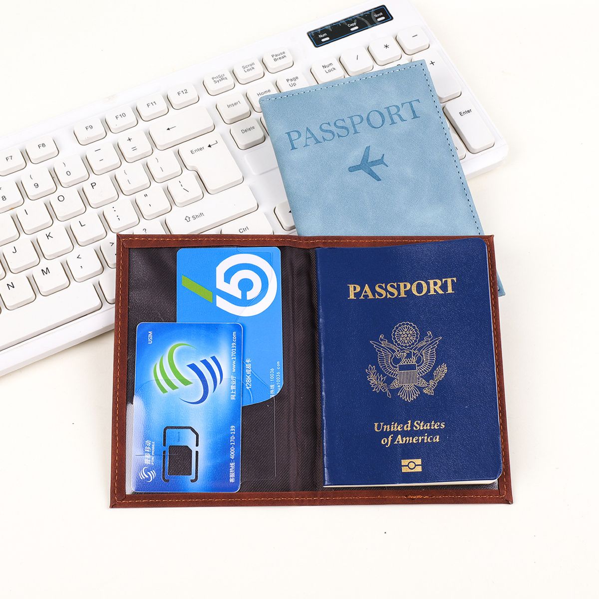 PU leather passport protective case, large capacity