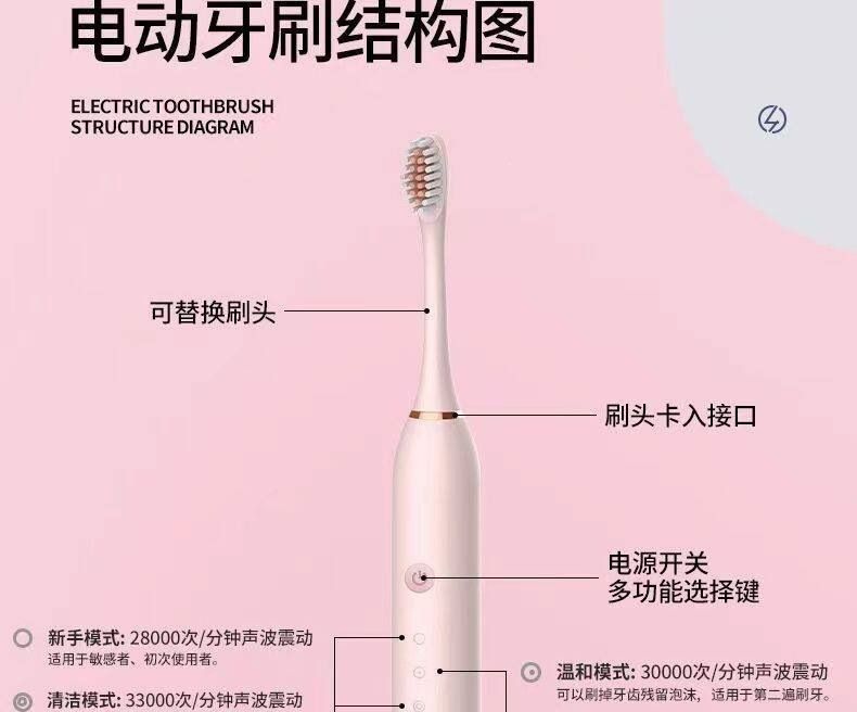 德国品质成人电动牙刷全自动软毛学生情侣款防水充电美白深层清洁