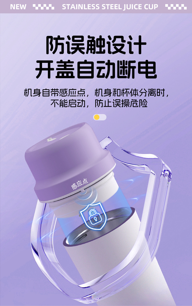 Electric portable mini juicer cup, wireless