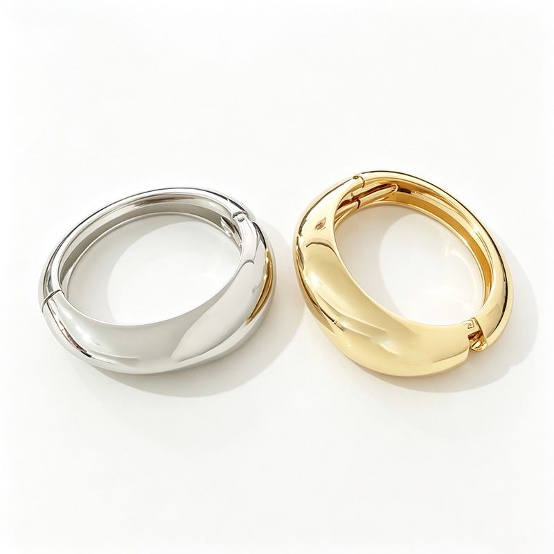 Metal open elastic couple bracelet, irregular design