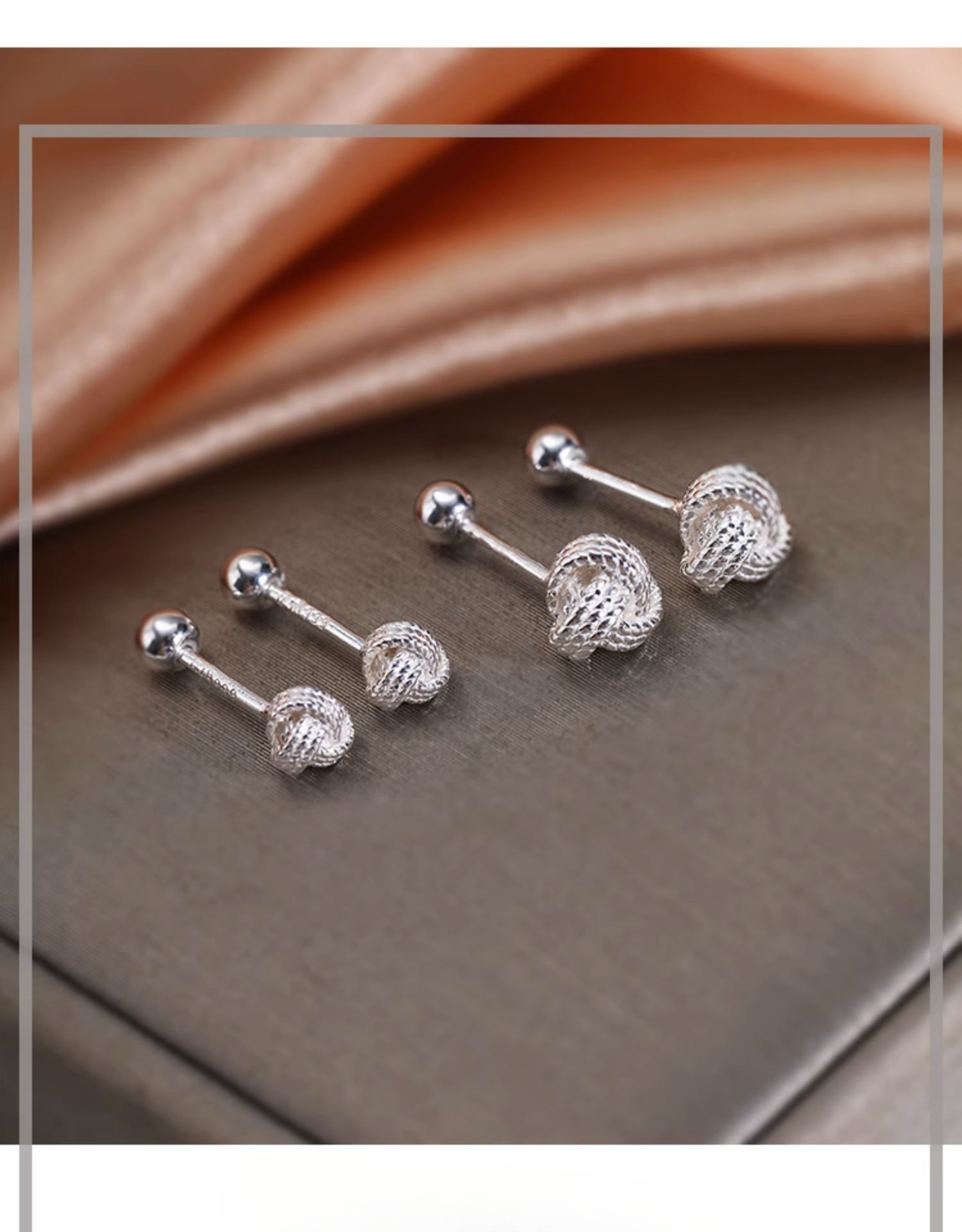925er Silber Ruyi-Knoten-Ohrringe, einfaches Design