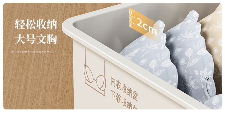Underwear and sock storage box, 3-compartment