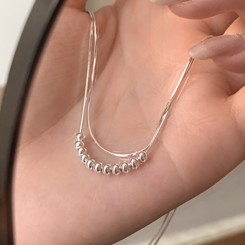 S925 silver double-layer snake chain women's necklace