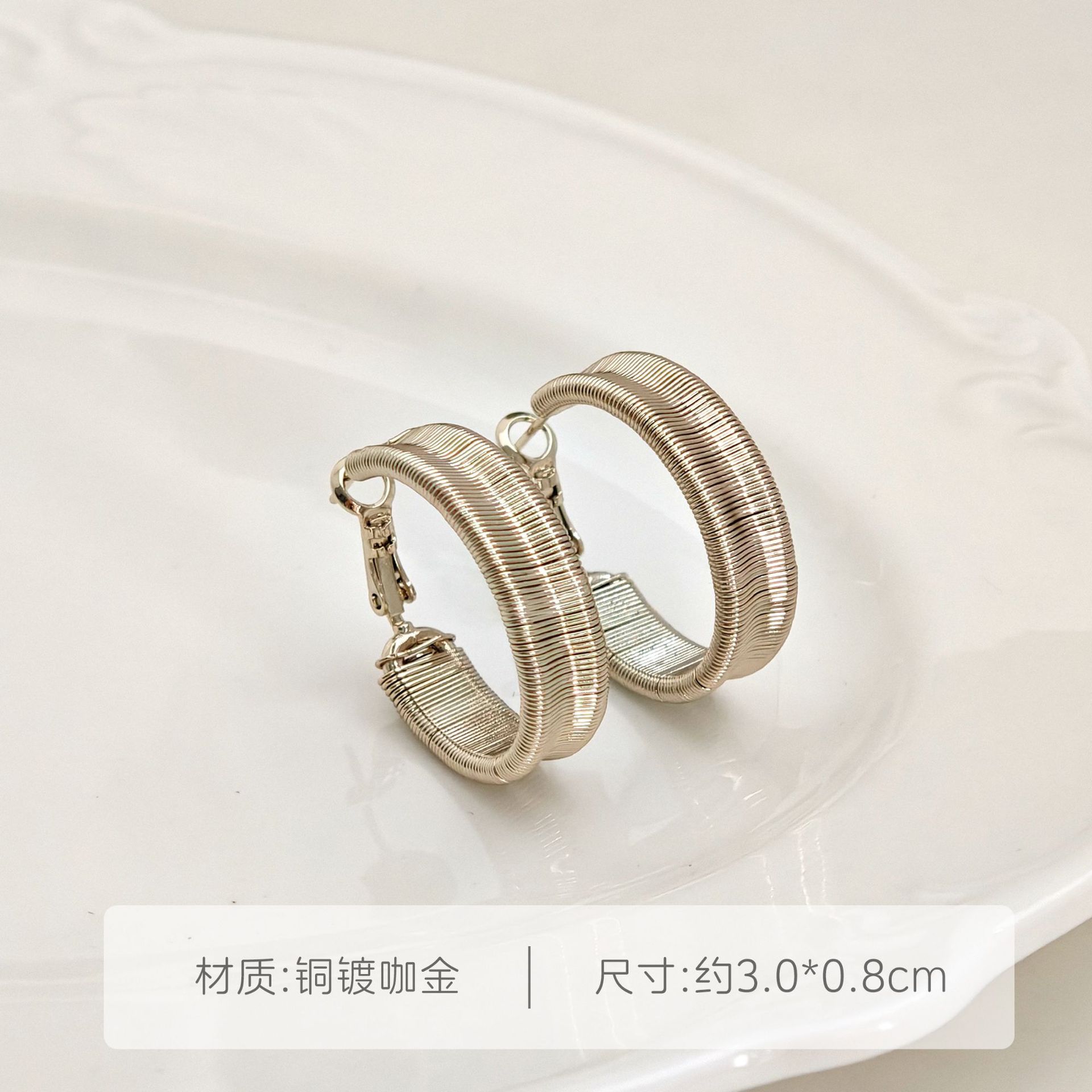 韩系简约咖啡金锆石耳钉耳扣小众轻奢精致冷淡风耳饰时尚气质耳环