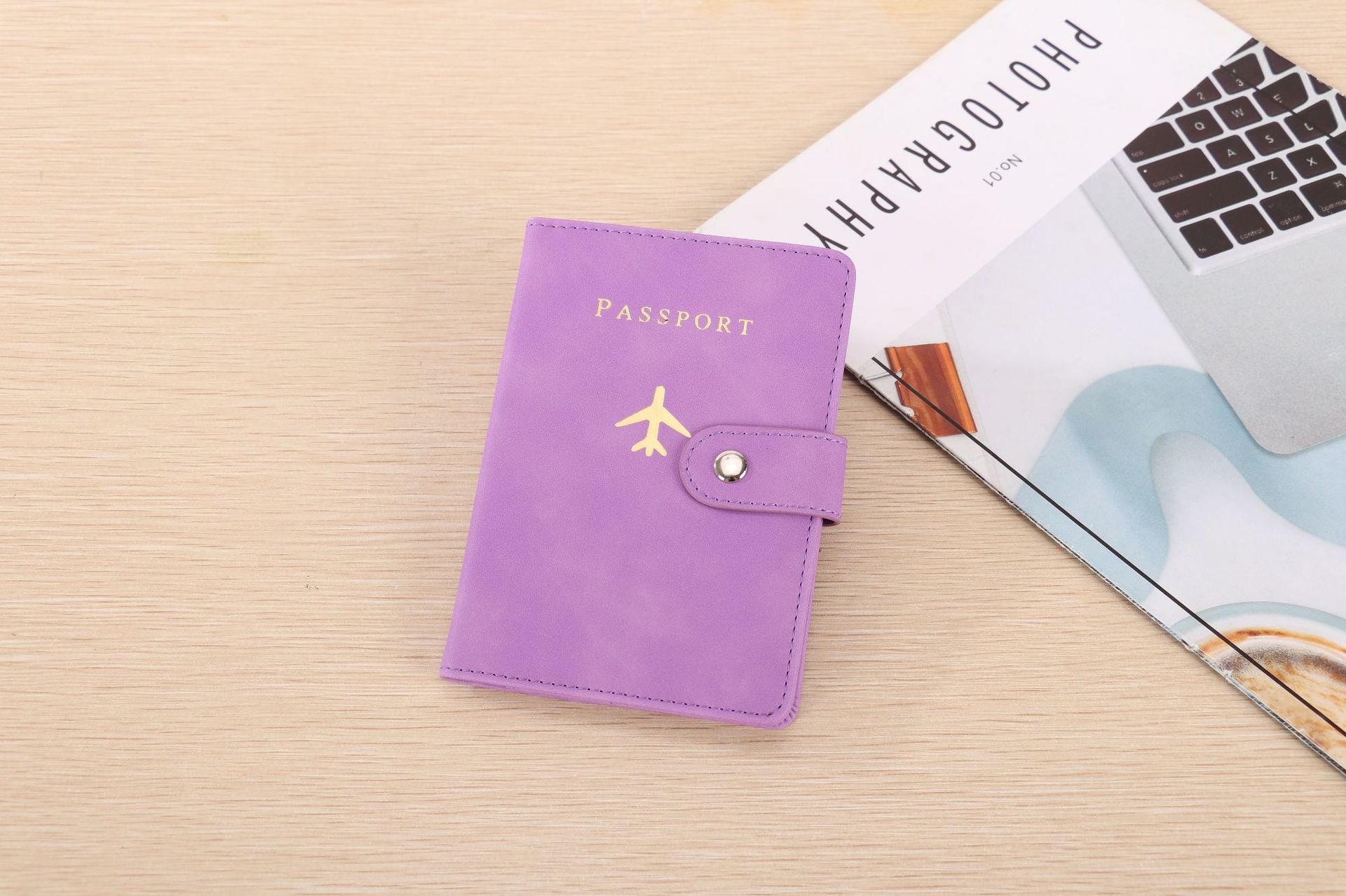 PU leather passport wallet, document storage, multi-card