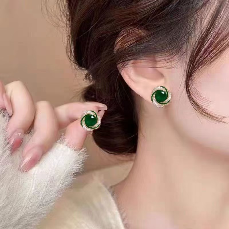 925 Silver Stud Earrings Women French Style Luxury Elegant