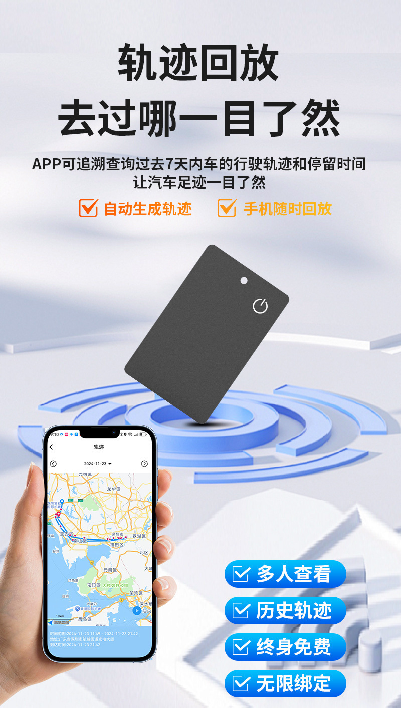 Anti-loss card iOS/Android, wireless charging, waterproof