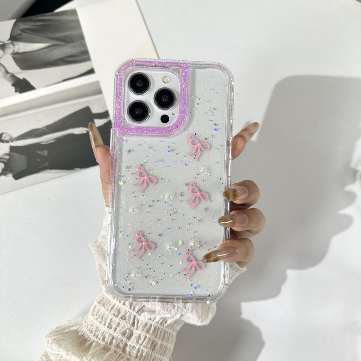 Phone case for ZTE BLADE A35, sweet style, glitter finish