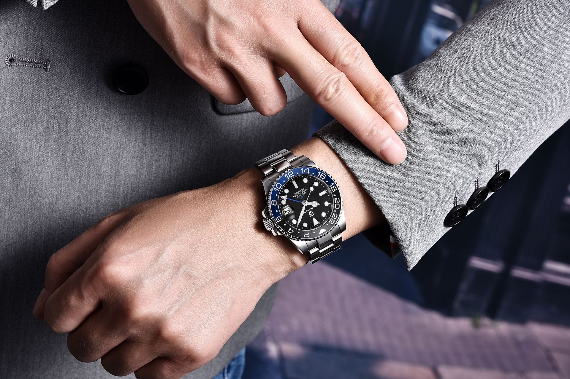 PAGANI DESIGN PD-1662 Herren-Automatikuhr, GMT, Leuchtkalender