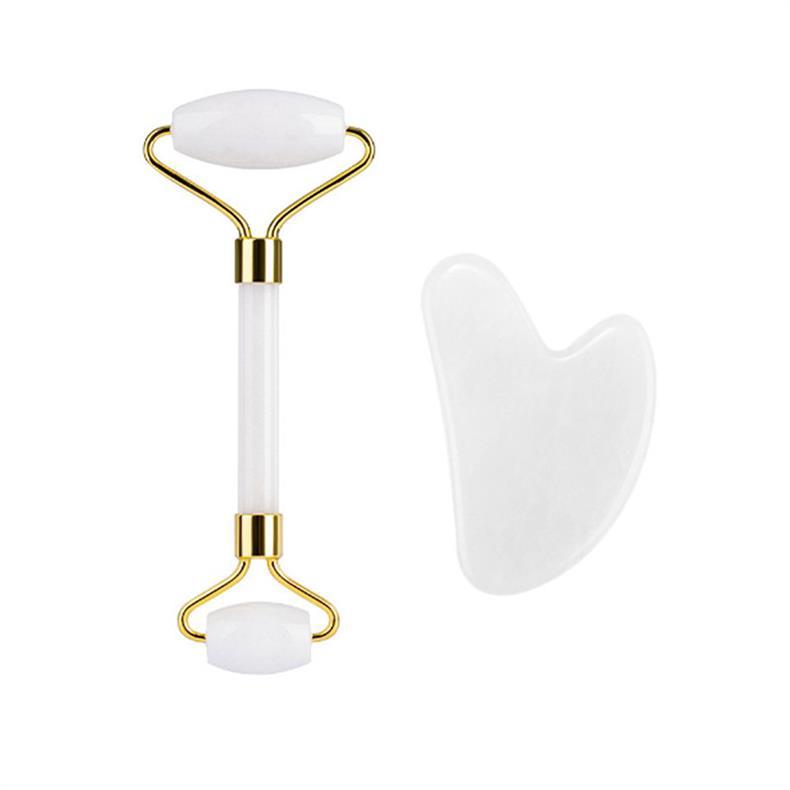 Rose Quartz Jade Dual-Head Roller Heart-Shaped Gua Sha