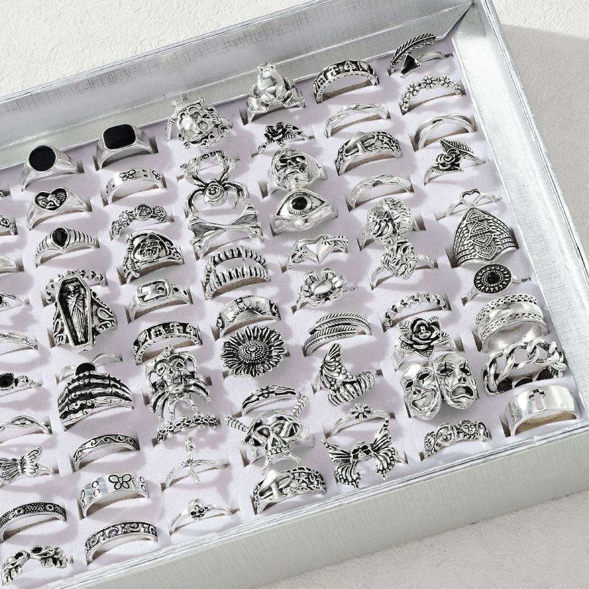 Damengold-Set 40-teilig, Silber, Retro-Design
