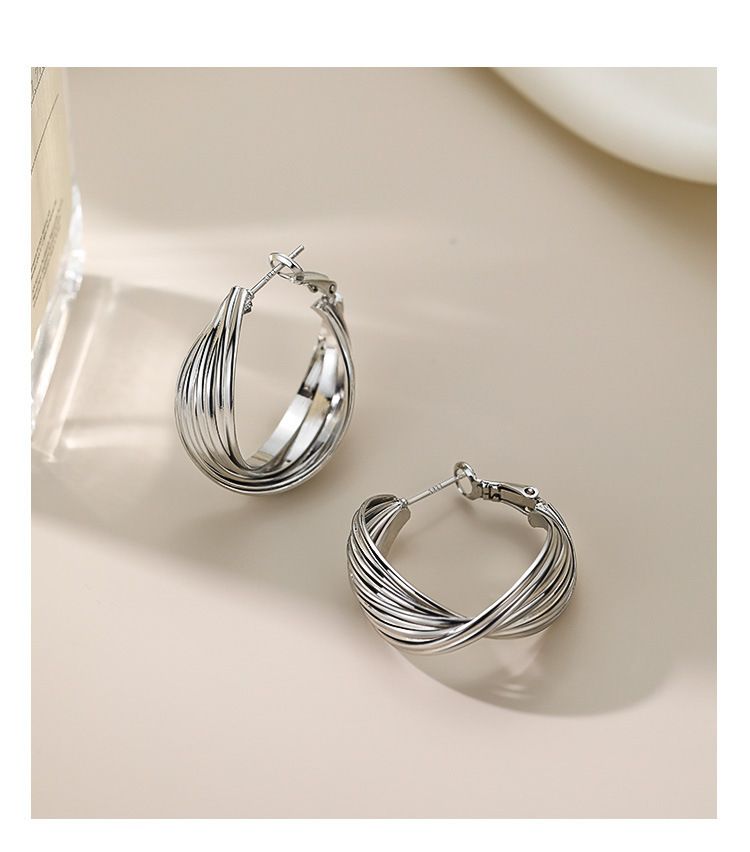S999 sterling silver Hong Kong style hoop earrings, vintage