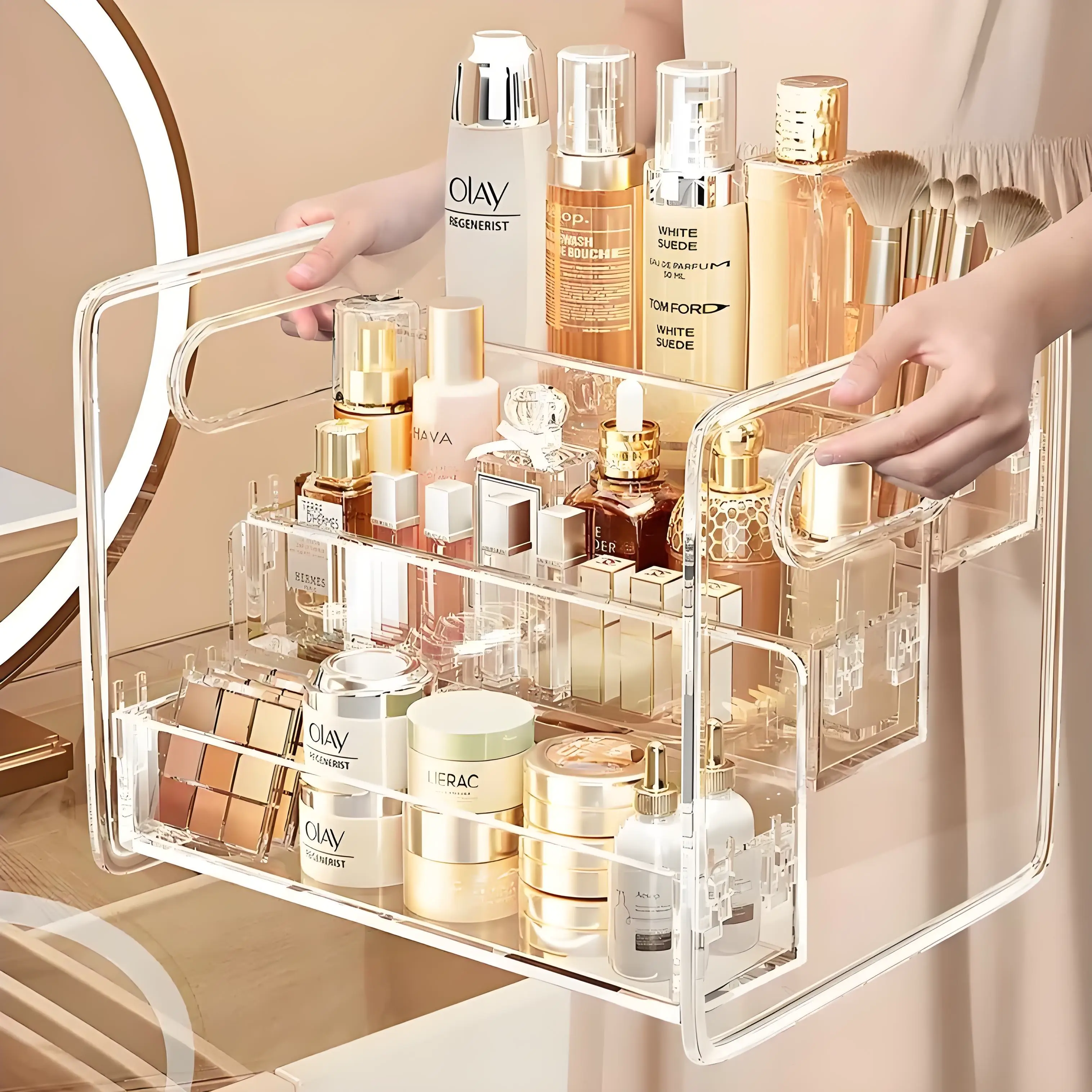 Transparenter Acryl-Kosmetik-Organizer, mehrstöckiges Regal