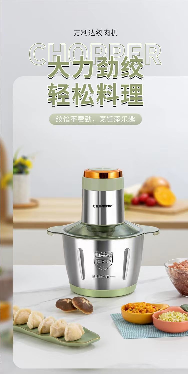Wanlida portable meat grinder, automatic, stainless steel