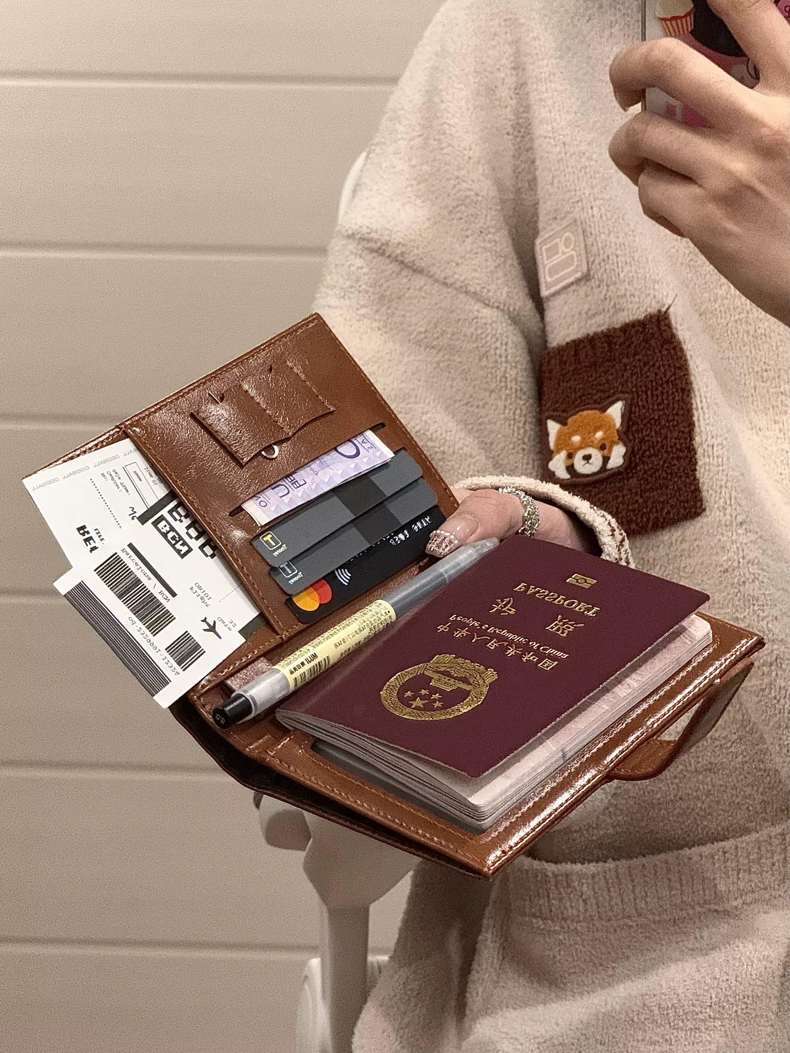 Women's Passport Holder Wallet, Multi-function Travel Document Organizer