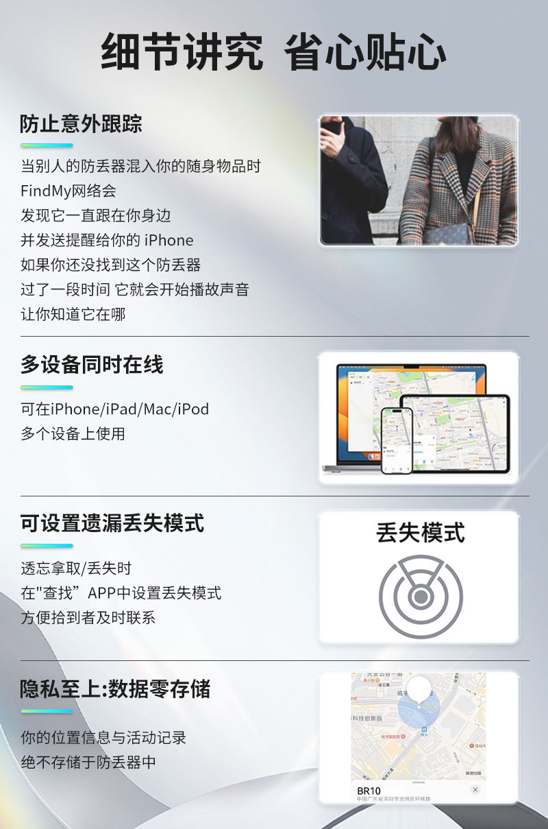 Intelligenter Tracker mit Apple Find My Kompatibilität