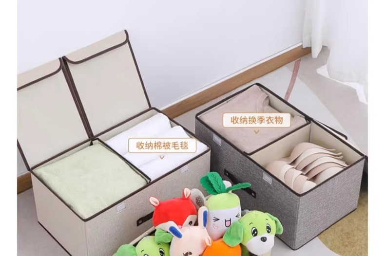 Underwear storage box, foldable, double lid