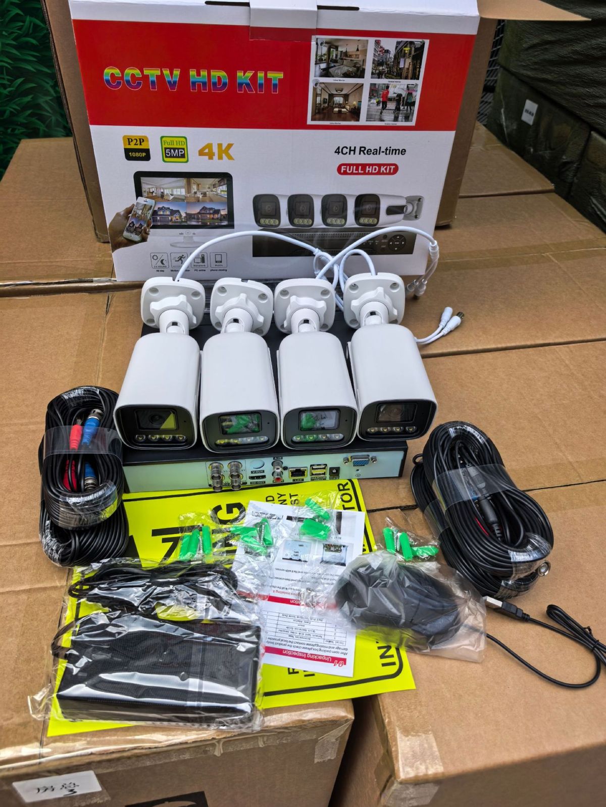 4 kanallı HD ev gözetim kamerası monitör seti