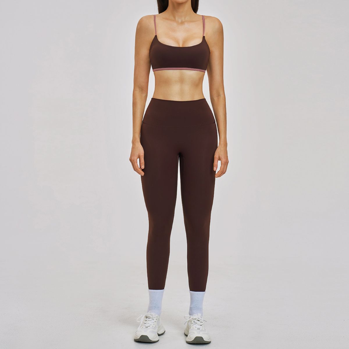 Yeni Amazon Çıplak Hisli Yoga Seti İnce Askılı Güzel Sırt Spor Seti Rahat Koşu Fitness Seti 6116