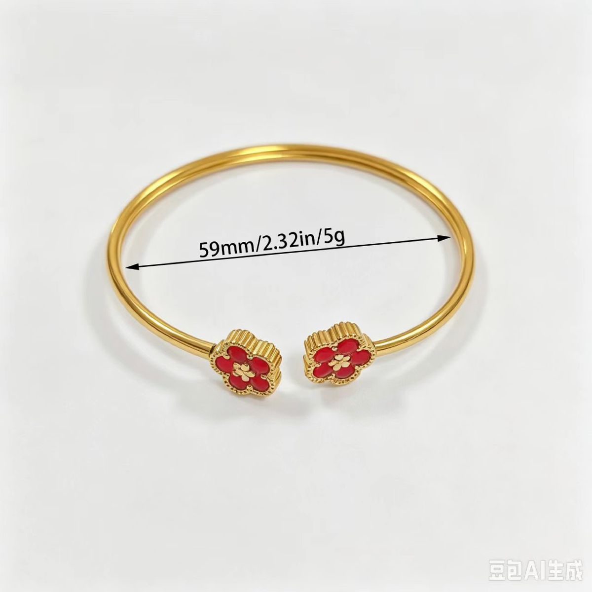Titan-Stahl Kleeblatt Armband 18K vergoldet mit Perlmutt
