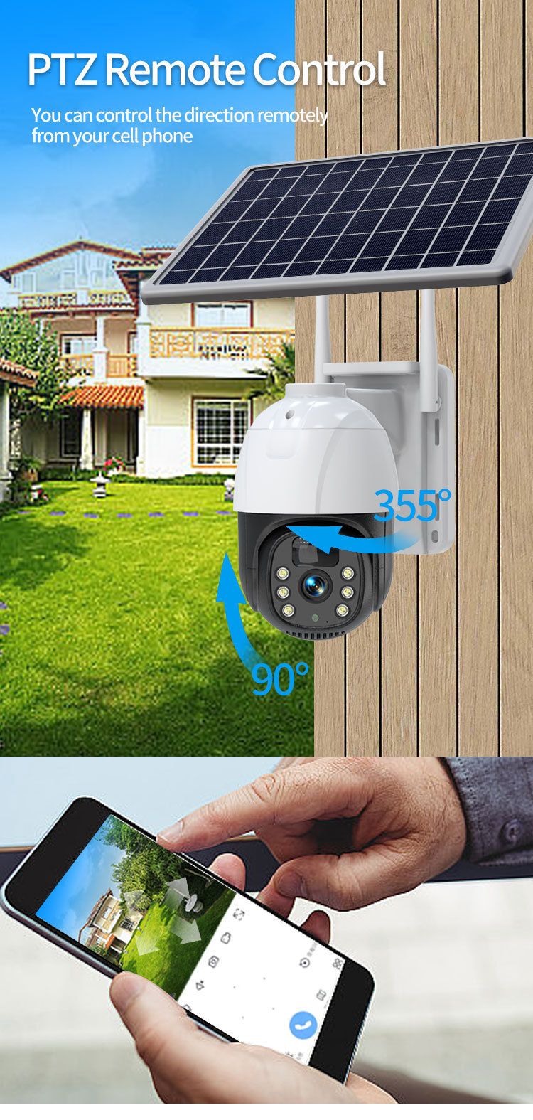 Solar powered night vision camera WiFi with audio intercom