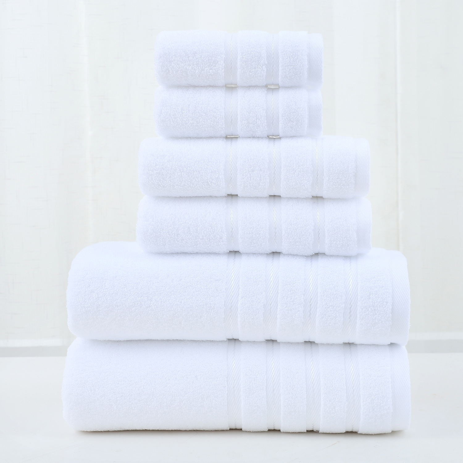 Cotton towel set 6-piece twill weave combed cotton bath and hand towels