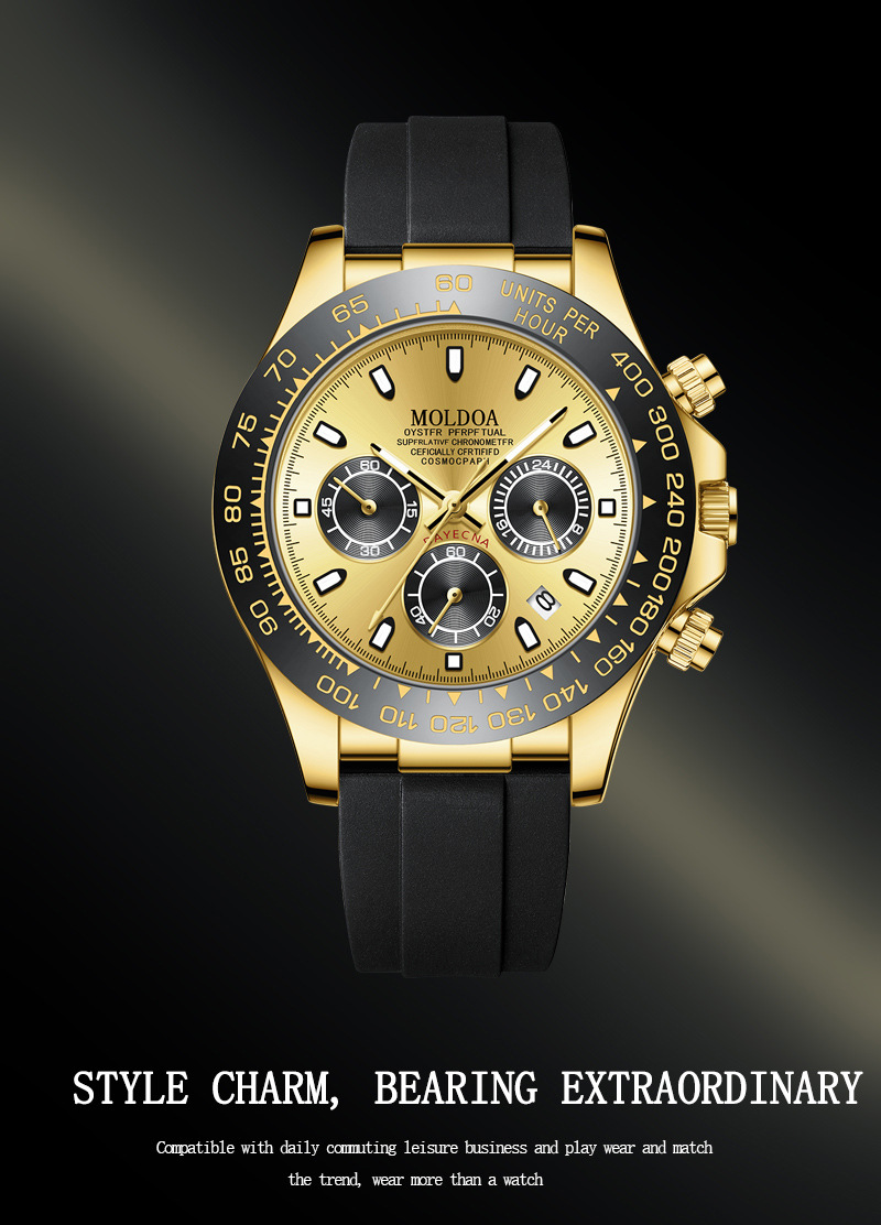 Herrenarmbanduhr mit Kalender, transparentes Design, wasserdicht