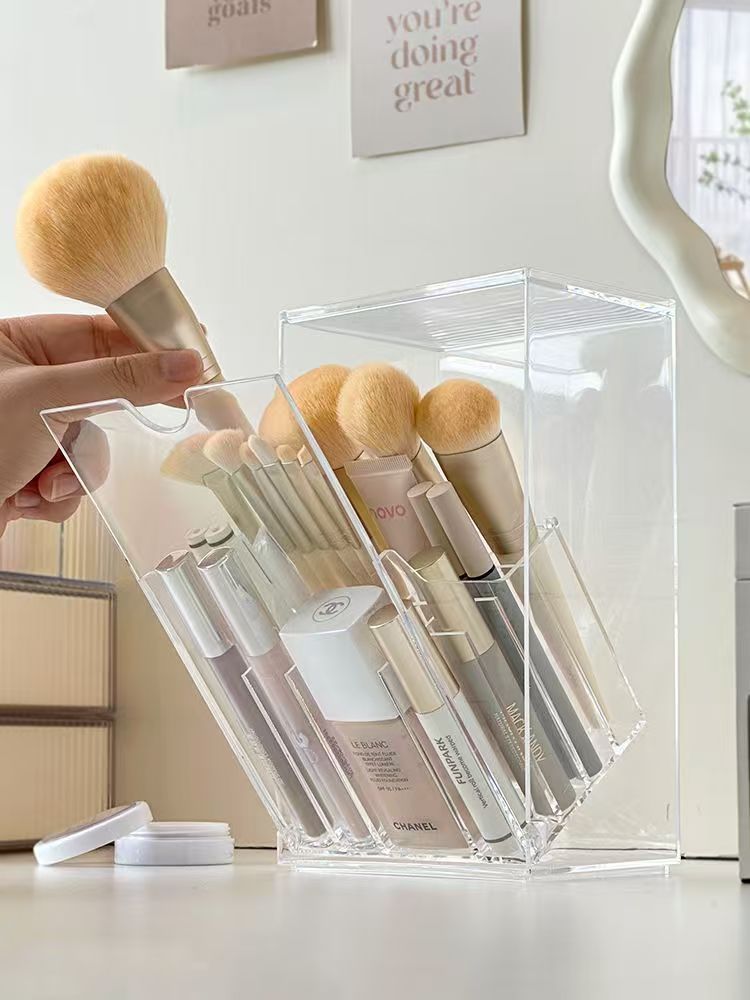 Acrylic cosmetic storage box, compartmented, dustproof