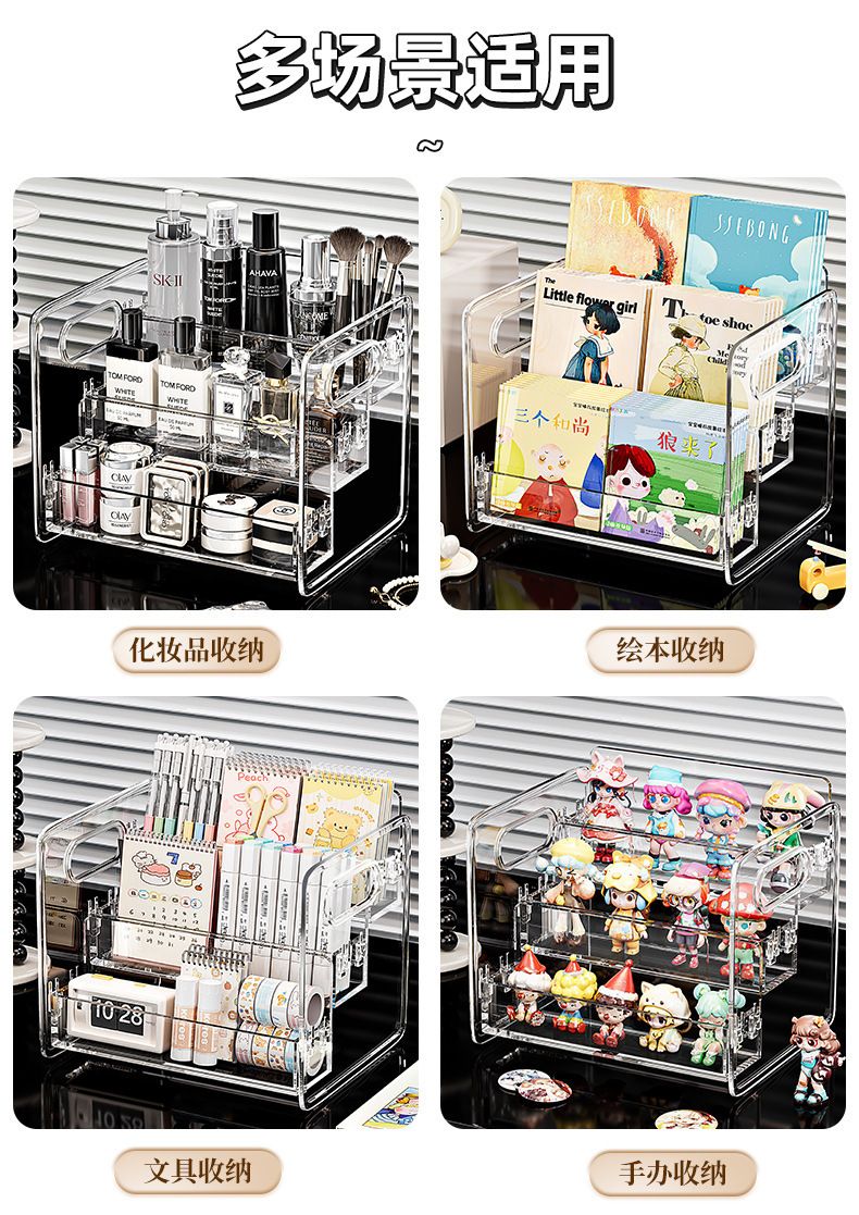 Cosmetics storage box, tiered multi-layer, dust-proof