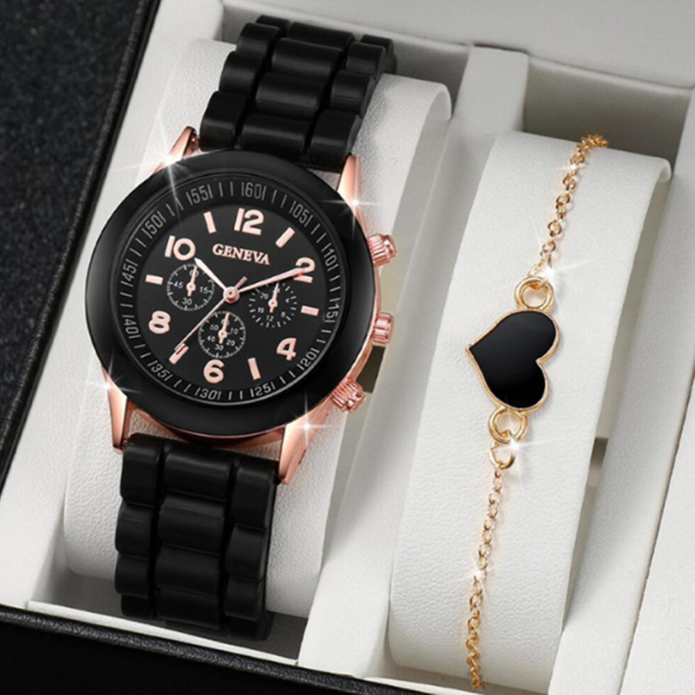 Damen-Quarzuhr mit Silikonarmband, koreanischer Stil, schlichtes Design