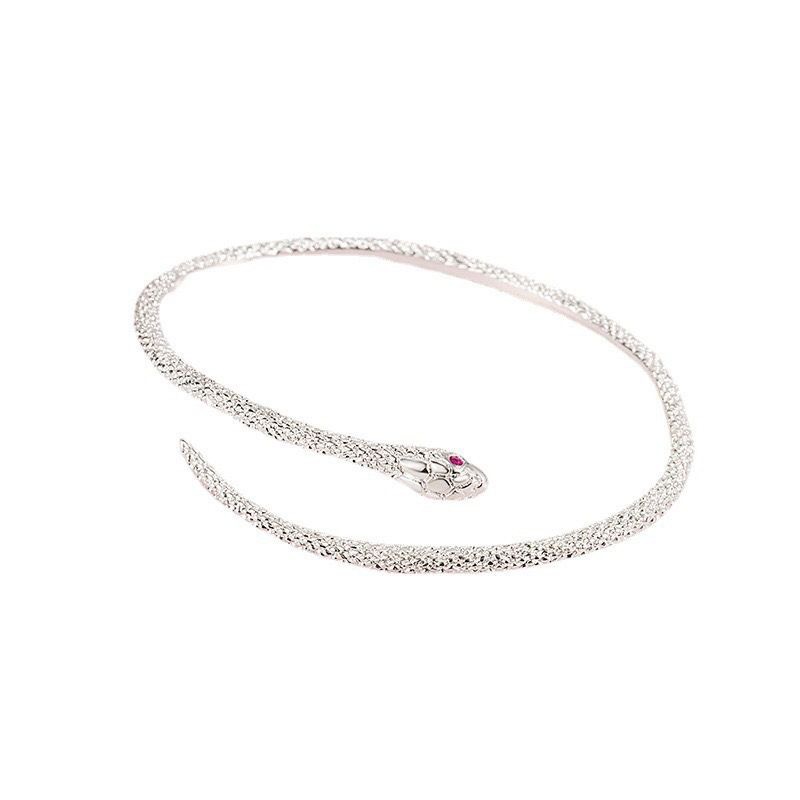 Silver snake bracelet, adjustable, textured design