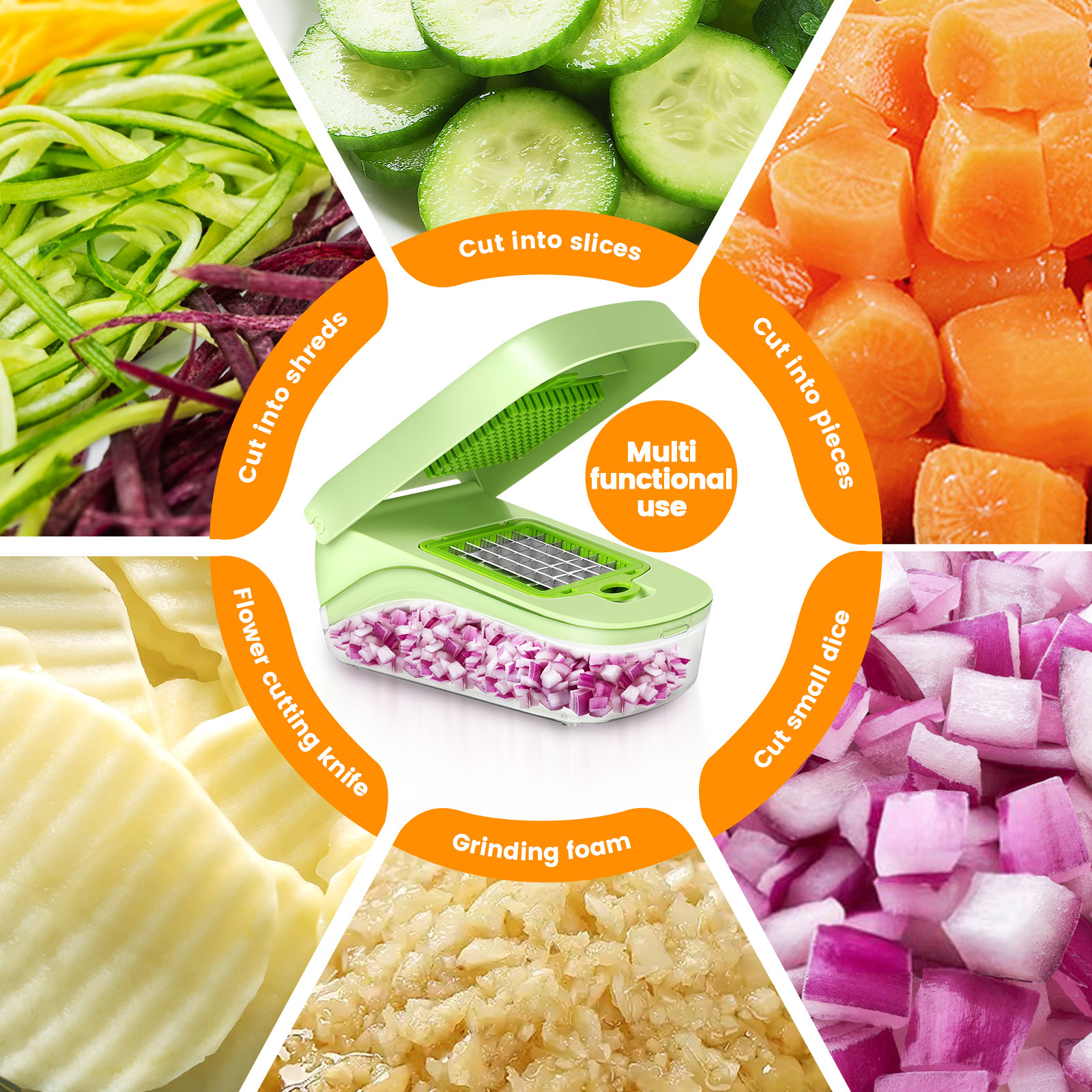 Multifunctional Vegetable Chopper Slicer Shredder