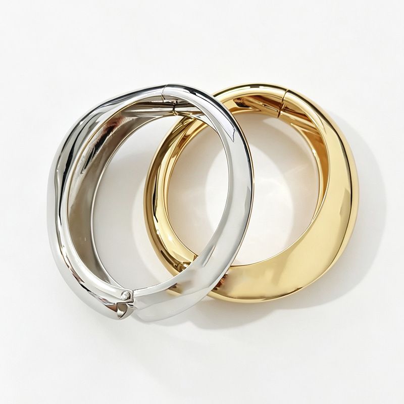 Metal open elastic couple bracelet, irregular design