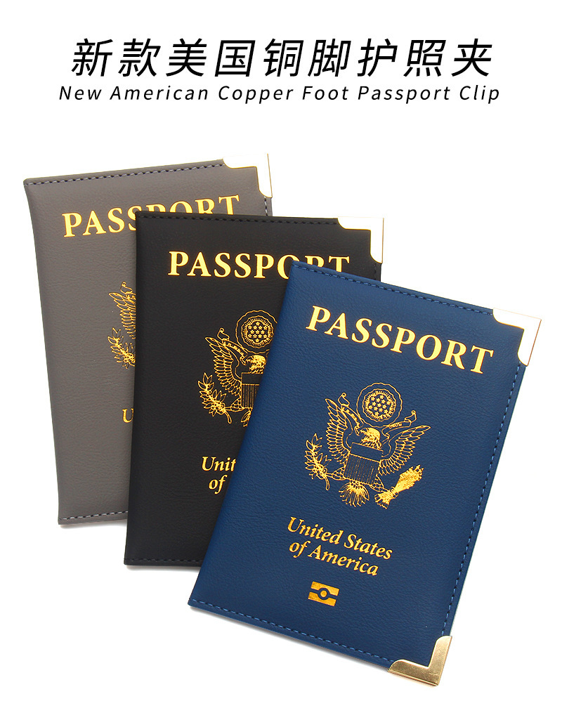 Passport Holder, Leather with Gold Hardware Corners