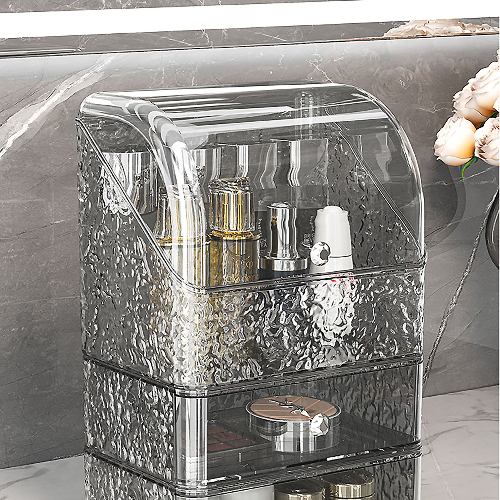 Cosmetics organizer large capacity, drawer storage, dust-proof