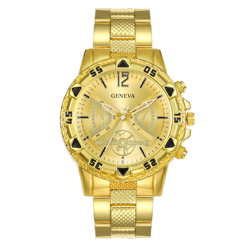 Men's wristwatch, steel strap, quartz, large dial