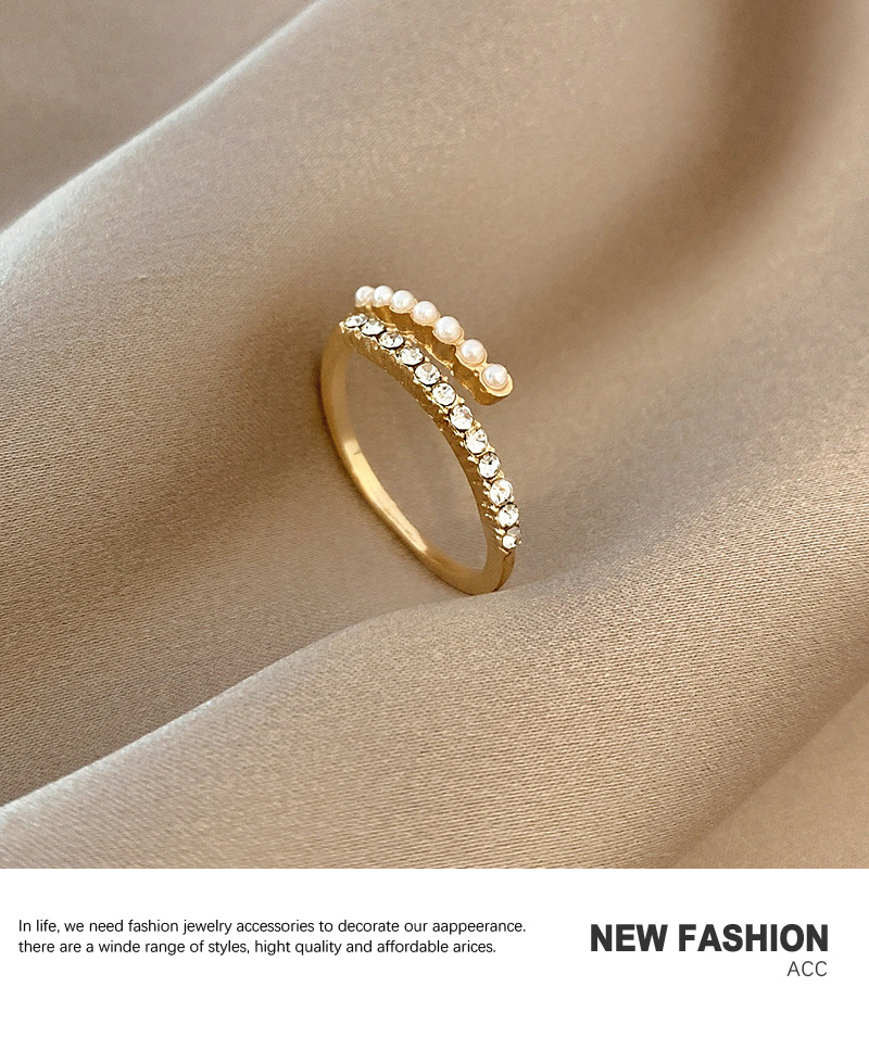 Pearl ring women adjustable open design