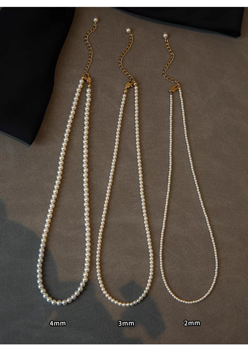 Pearl necklace, women's, double layer, clavicle, delicate chain