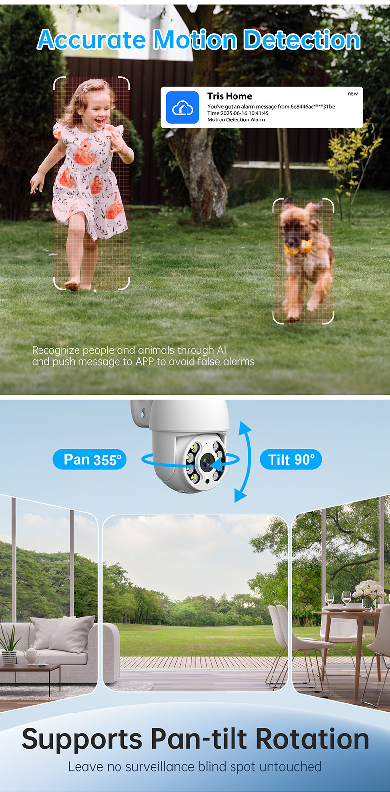 WiFi PTZ Dome-Überwachungskamera, HD wasserdicht