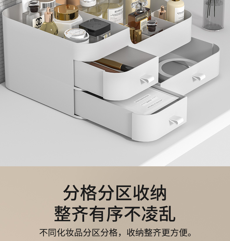 化妆品收纳盒桌面梳妆台护肤品置物架口红整理箱桌上抽屉式小盒子
