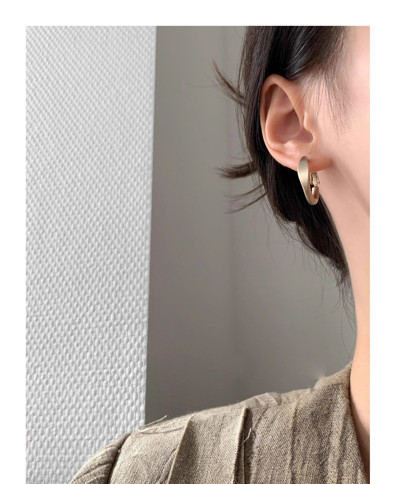Kaffee-Gold-Ohrringe, mattiert, Insta-Stil, Nischencollier